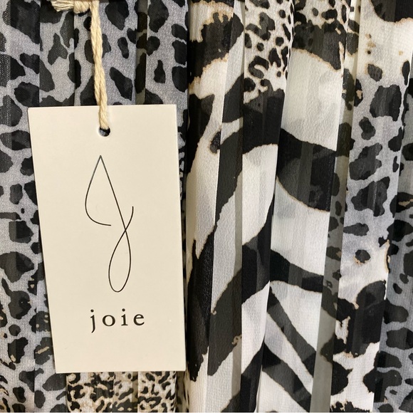 Joie Maxi Skirt Animal Print Pleated Full Lined Elastic Waist Women’s Size Large - Picture 8 of 8